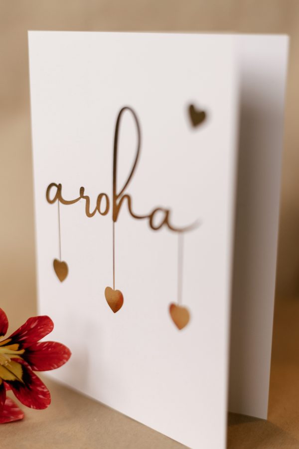 Aroha “Love” Gold Foiled - Tena Koe Cards